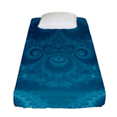 Cerulean Blue Spirals Fitted Sheet (single Size) by SpinnyChairDesigns