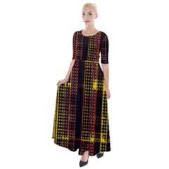 Red Yellow Black Punk Plaid Half Sleeves Maxi Dress by SpinnyChairDesigns