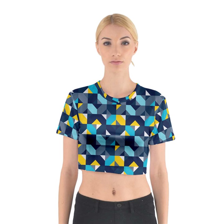 Geometric Hypnotic Shapes Cotton Crop Top