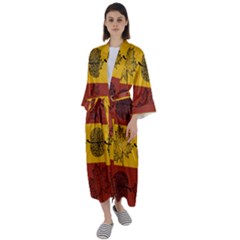 Autumn Leaves Colorful Nature Maxi Satin Kimono by Mariart