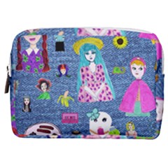 Blue Denim And Drawings Make Up Pouch (medium) by snowwhitegirl