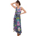 Blue Denim And Drawings Daisies V-Neck Chiffon Maxi Dress View1