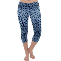 Blue Spotty Pattern Capri Yoga Leggings by LoolyElzayat