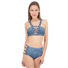 Blue Spotty Pattern Cage Up Bikini Set by LoolyElzayat