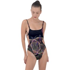 Fractal Geometry Tie Strap One Piece Swimsuit by Sparkle