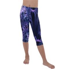 Fractal Web Kids  Lightweight Velour Capri Leggings  by Sparkle