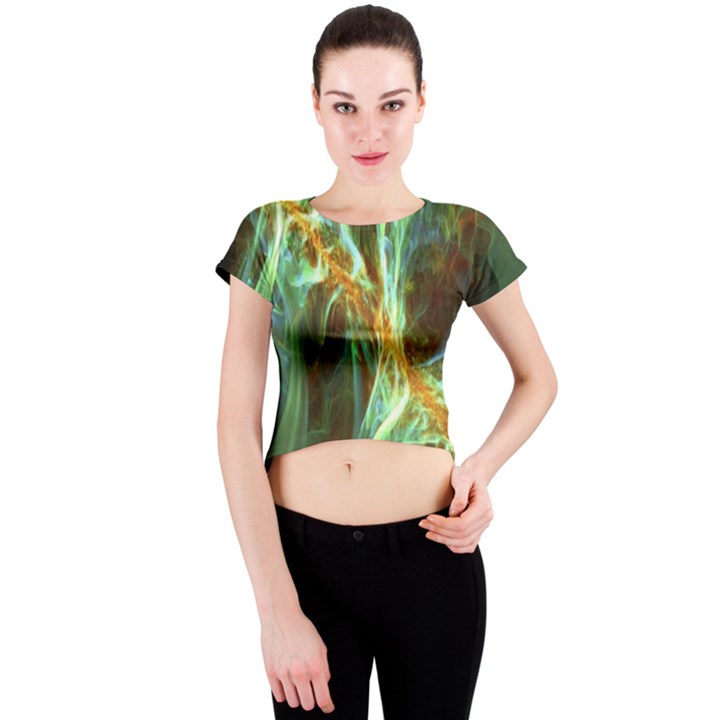 Abstract Illusion Crew Neck Crop Top