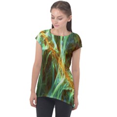 Abstract Illusion Cap Sleeve High Low Top by Sparkle