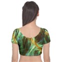 Abstract Illusion Velvet Short Sleeve Crop Top  View2