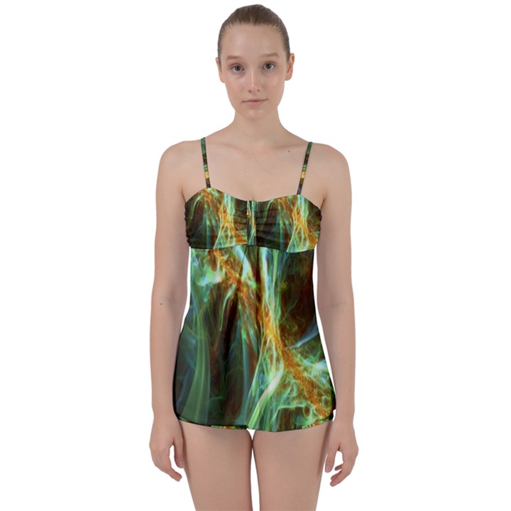 Abstract Illusion Babydoll Tankini Set