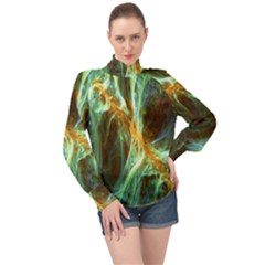 Abstract Illusion High Neck Long Sleeve Chiffon Top by Sparkle