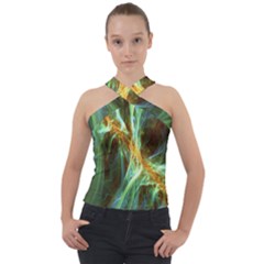 Abstract Illusion Cross Neck Velour Top by Sparkle