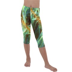 Abstract Illusion Kids  Lightweight Velour Capri Leggings  by Sparkle