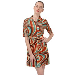 Psychedelic Swirls Belted Shirt Dress by Filthyphil