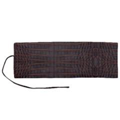 Chestnut Nile Crocodile Skin Roll Up Canvas Pencil Holder (m) by LoolyElzayat