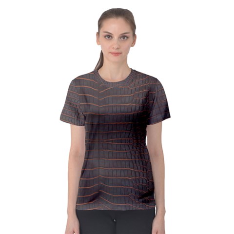 Chestnut Nile Crocodile Skin Women s Sport Mesh Tee by LoolyElzayat