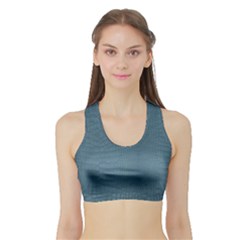 Turquoise Alligator Skin Sports Bra With Border by LoolyElzayat