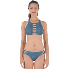 Turquoise Alligator Skin Perfectly Cut Out Bikini Set by LoolyElzayat