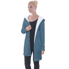 Turquoise Alligator Skin Longline Hooded Cardigan by LoolyElzayat