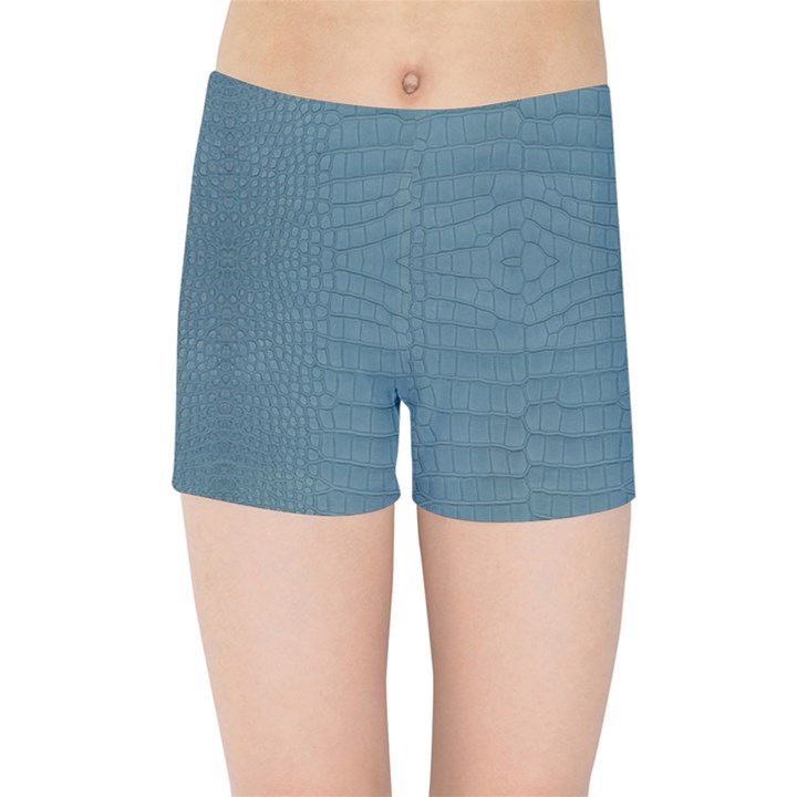 Turquoise Alligator Skin Kids  Sports Shorts