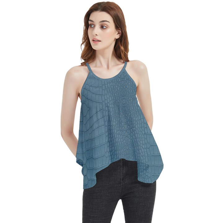 Turquoise Alligator Skin Flowy Camisole Tank Top