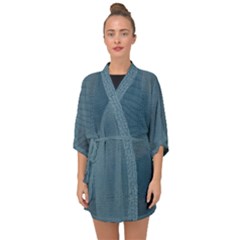 Turquoise Alligator Skin Half Sleeve Chiffon Kimono by LoolyElzayat