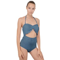 Turquoise Alligator Skin Scallop Top Cut Out Swimsuit by LoolyElzayat