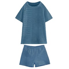 Turquoise Alligator Skin Kids  Swim Tee And Shorts Set by LoolyElzayat