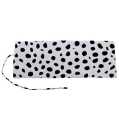 Black And White Seamless Cheetah Spots Roll Up Canvas Pencil Holder (s) by LoolyElzayat