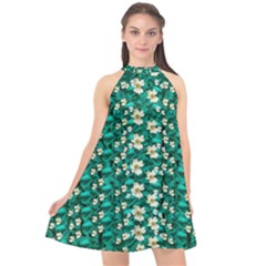 Cherry Blossom Forest Of Peace And Love Sakura Halter Neckline Chiffon Dress  by pepitasart