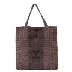 Brown Alligator Leather Skin Grocery Tote Bag by LoolyElzayat