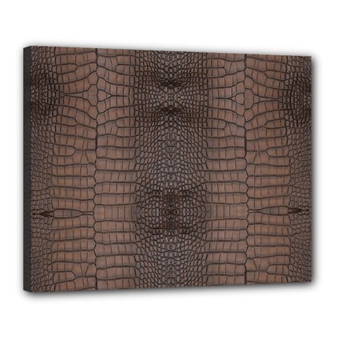 Brown Alligator Leather Skin Canvas 20  X 16  (stretched) by LoolyElzayat