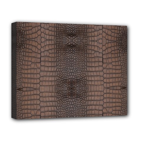 Brown Alligator Leather Skin Deluxe Canvas 20  X 16  (stretched) by LoolyElzayat