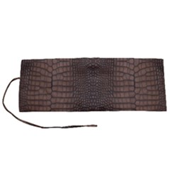 Brown Alligator Leather Skin Roll Up Canvas Pencil Holder (s) by LoolyElzayat