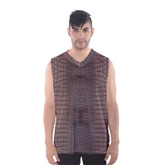 Brown Alligator Leather Skin Men s Basketball Tank Top by LoolyElzayat