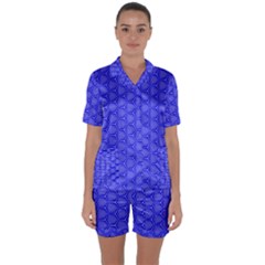 Blue-monday Satin Short Sleeve Pyjamas Set by roseblue