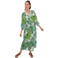 Green Tropical Leaves Grecian Style  Maxi Dress by goljakoff