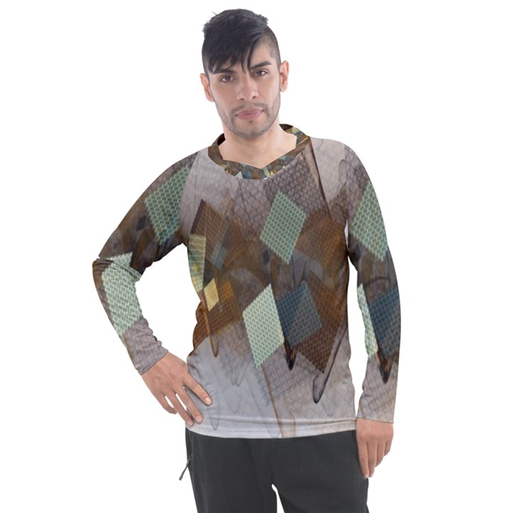 Digital Geometry Men s Pique Long Sleeve Tee