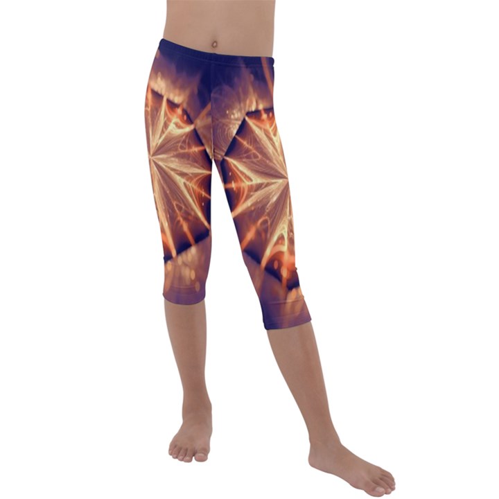 Sun Fractal Kids  Lightweight Velour Capri Leggings 