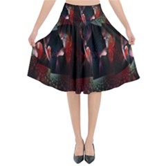 Twist Flower Flared Midi Skirt by Sparkle