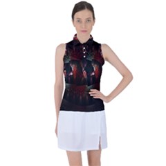 Twist Flower Women s Sleeveless Polo Tee by Sparkle