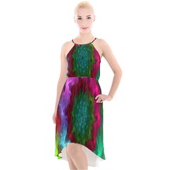 Rainbow Waves High-low Halter Chiffon Dress  by Sparkle