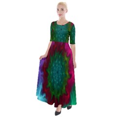 Rainbow Waves Half Sleeves Maxi Dress by Sparkle