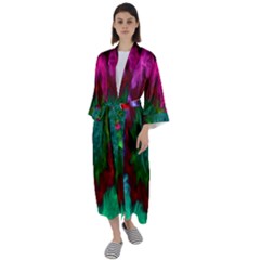 Rainbow Waves Maxi Satin Kimono by Sparkle