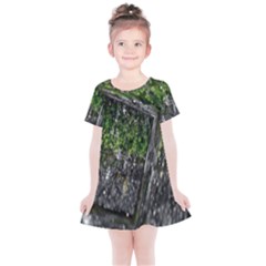 Green Glitter Squre Kids  Simple Cotton Dress by Sparkle