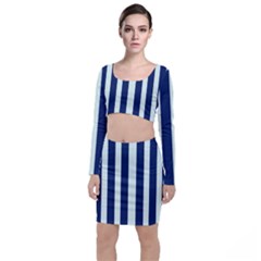 Navy In Vertical Stripes Top And Skirt Sets by Janetaudreywilson