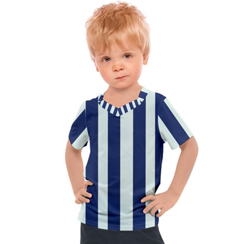 Navy In Vertical Stripes Kids  Sports Tee by Janetaudreywilson