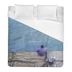 Senior Man Fishing At River, Montevideo, Uruguay001 Duvet Cover (full/ Double Size) by dflcprintsclothing