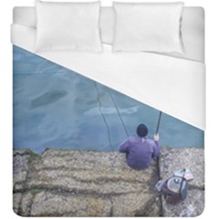 Senior Man Fishing At River, Montevideo, Uruguay001 Duvet Cover (king Size) by dflcprintsclothing