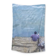 Senior Man Fishing At River, Montevideo, Uruguay001 Small Tapestry by dflcprintsclothing